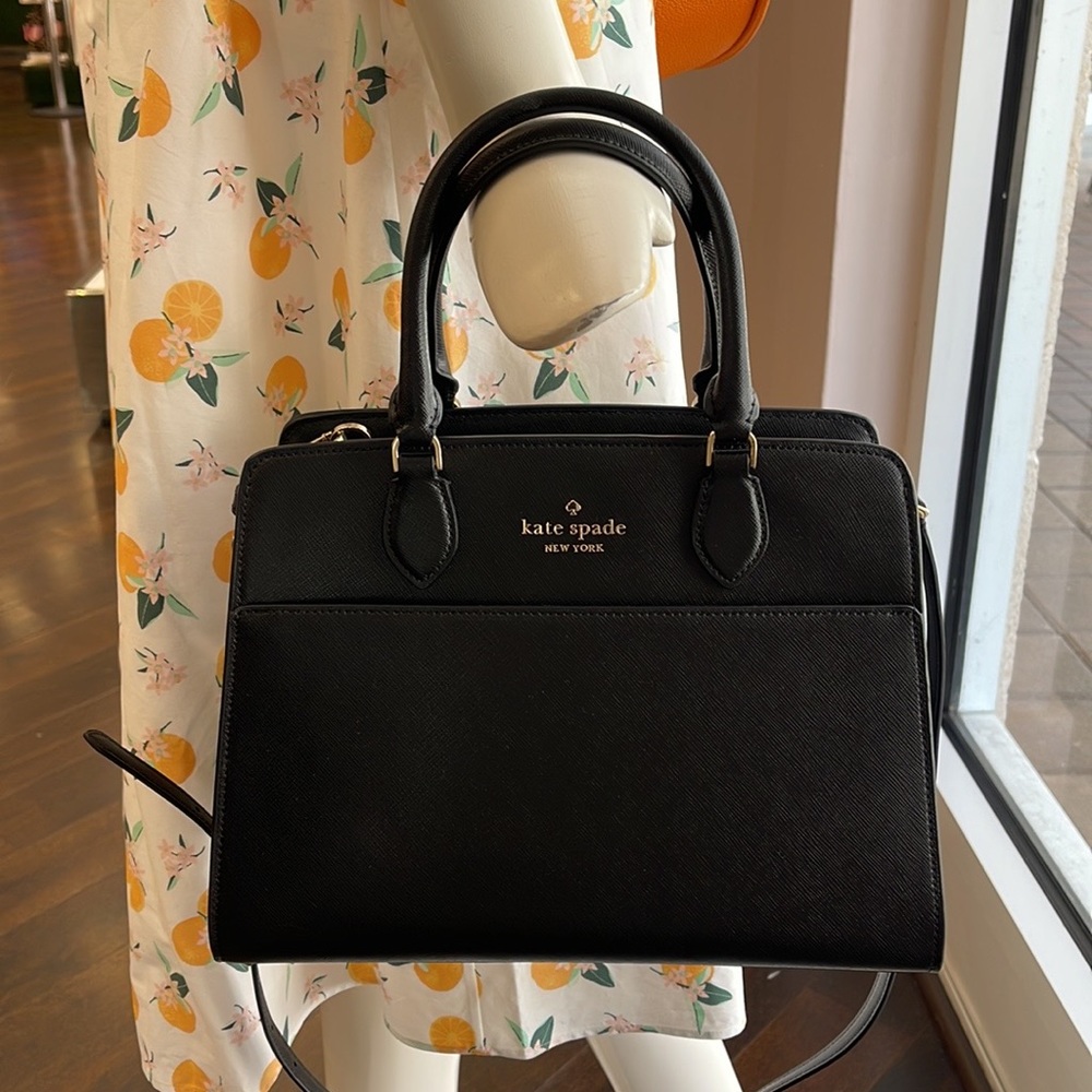 Kate Spade Madison Safiano Leather Medium Satchel Handbag 
COLOR: Black 

NWT - Picture 3 of 16